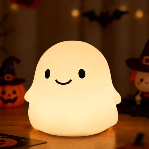 Miniatura 9 de Luz nocturna de conejo de cara grande para niños, lámpara de conejo de silicona blanda con control táctil, 3 niveles de brillo, temporizador