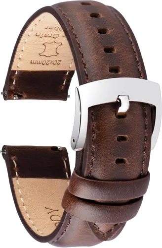 Correas de cuero para reloj de liberación rápida, elegantes correas de cuero de grano superior para hombres y mujeres, elección de color y ancho -