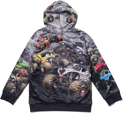 Miniatura 4 de Monster Jam Zombie Grave Digger Megalodon - Sudadera con capucha de forro polar para niños pequeños a grandes