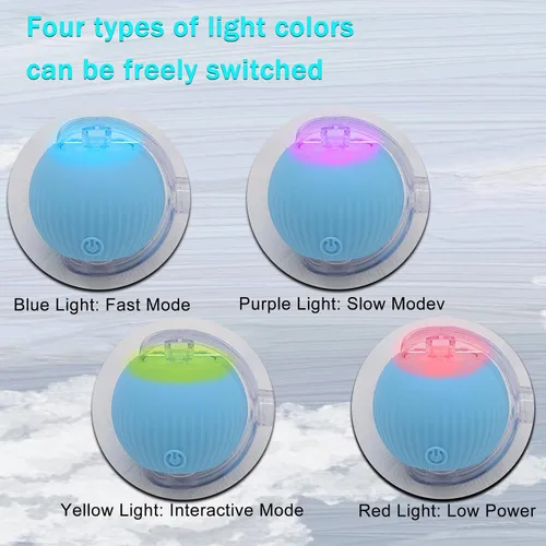 Miniatura 4 de Pelota interactiva de juguete para perros y gatos: pequeño juego para mascotas con luz LED y cola de cuerda para activar el movimiento, lindo regalo