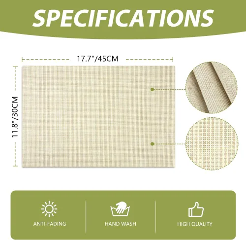 Miniatura 2 de AUAUY Juego de 6 manteles individuales, antideslizantes, resistentes al calor, manteles individuales de vinilo tejido de PVC lavables para cocina