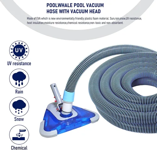 Miniatura 3 de POOLWHALE Mangueras profesionales de vacío de piscina de 1-1/2 pulgadas x 24 pies con puño giratorio y cabezal de vacío flexible