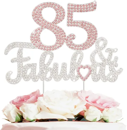 Miniatura 22 de 25 y fabulosa decoración de pastel de diamantes de imitación dorados y rosados – Feliz cumpleaños 25 años saluda a 25 años de edad, decoración
