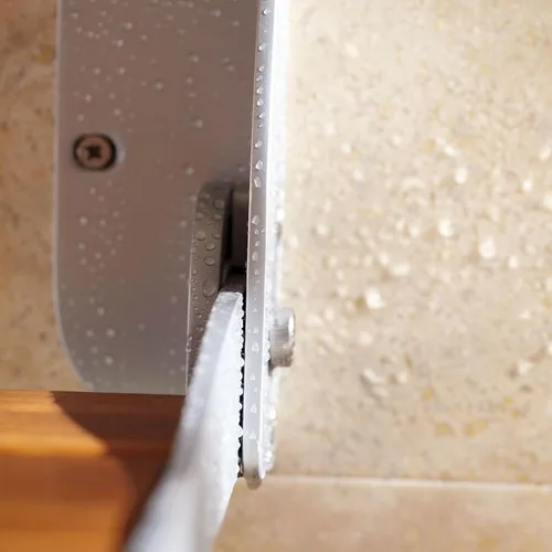 Miniatura 9 de Moen Muebles de seguridad para el baño, asiento de ducha plegable de aluminio de madera de teca, banco de ducha montado en la pared, DN7110