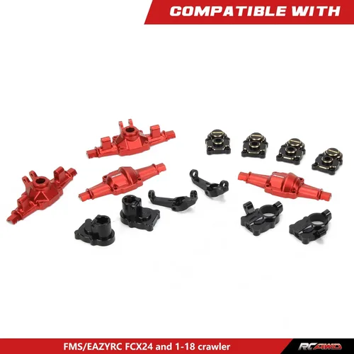 Miniatura 6 de RCWAD - Carcasa de portal trasero delantero de latón completo, carcasa de eje, portador de cubo C para orugas FMS Fcx24 1-24