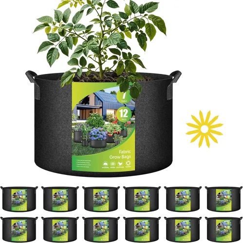 Miniatura 12 de HealSmart Paquete de 6 bolsas de cultivo no tejidas de 1 galón, macetas de tela de aireación con asas, adecuadas para frutas de jardín, verduras