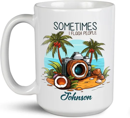 Miniatura 13 de Taza de café personalizada con nombre, taza de regalo personalizada para amantes de la fotografía, amigos, familia, taza de té blanca de 11 o 15