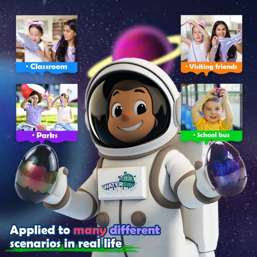 Miniatura 6 de WATERELF 3 piezas de huevo de Pascua Galaxy Slime para niños, rellenos de cesta de Pascua, juguetes sensoriales de terapia artística para niños
