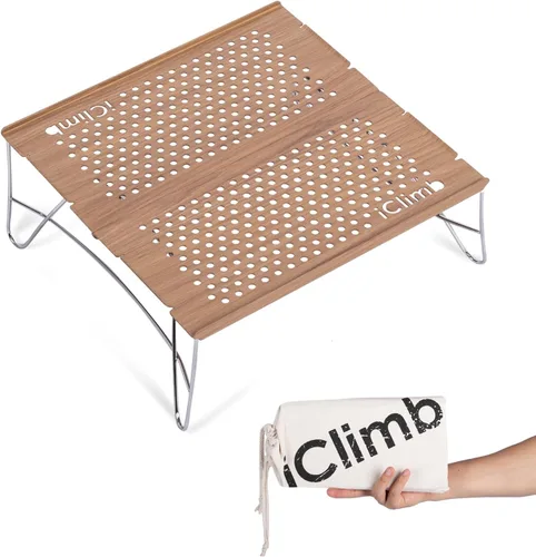 Miniatura 13 de iClimb Mini mesa plegable individual ultraligera y compacta para mochileros, camping, senderismo, playa, picnic (plata - L)
