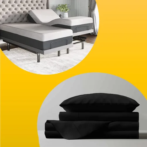 Miniatura 3 de Juego de sábanas tamaño Queen de 25 pulgadas con bolsillos extra profundos para cama ajustable, 1000 hilos, 100% algodón egipcio, tejido satinado