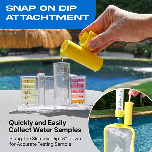 Miniatura 6 de The Skimmie (Versión Larga) Red Recogehojas de Piscina y Poste de 53" con Gancho de Acero Inoxidable, Dos Asas de Cesta Recogehojas, Red de Malla