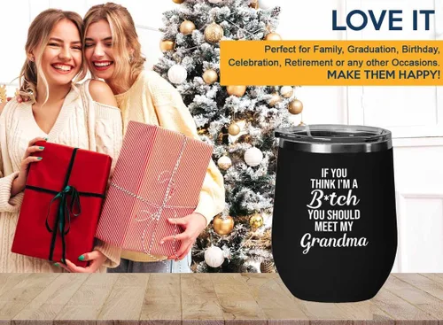 Miniatura 5 de Funny grandma Black Edition Wine Tumbler 12oz - should meet my grandma - Family Squad Fam Thank You Gift Siblings Parents Grandparents Funny grandma