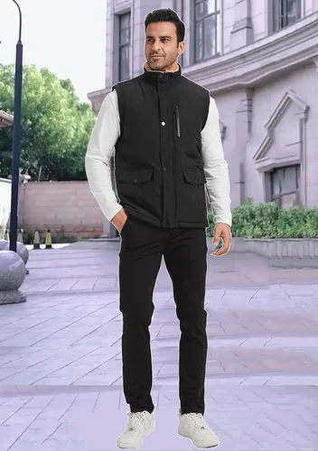 Miniatura 23 de XinYangNi Chaleco de invierno con forro polar para hombre, chaqueta de burbujas cálida e informal