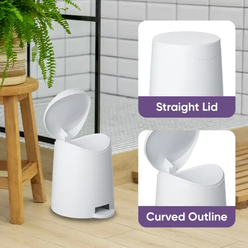 Miniatura 5 de Superio Mini cubo de basura para baño con tapa de 3 litros, cubo de basura de plástico de 0.75 galones, moderno bote de basura con pedal de pie