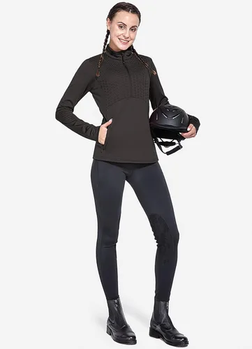 Miniatura 6 de BALEAF Camiseta ecuestre para mujer, manga larga, con forro polar, para correr, para clima frío, equipo de invierno, media cremallera