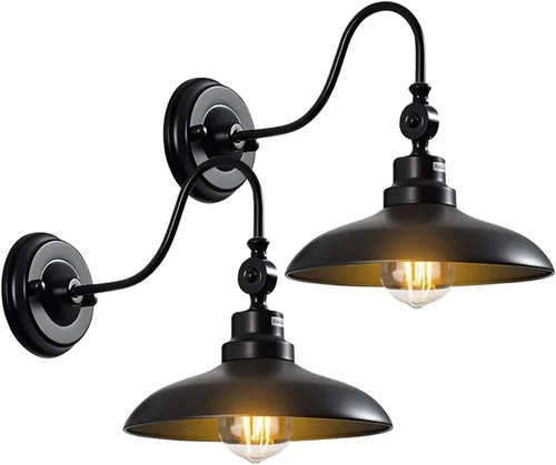 Miniatura 10 de Luces de pared para exteriores, color negro mate, cuello de cisne, luz de granero de 9.8 pulgadas, ángulo ajustable, impermeable, lámparas de pared