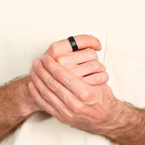 Miniatura 4 de Anillo giratorio de titanio de tungsteno de 0.2360.315 pulgadas para hombre, tamaño medio, sin níquel, anillo de ansiedad para hombres y mujeres