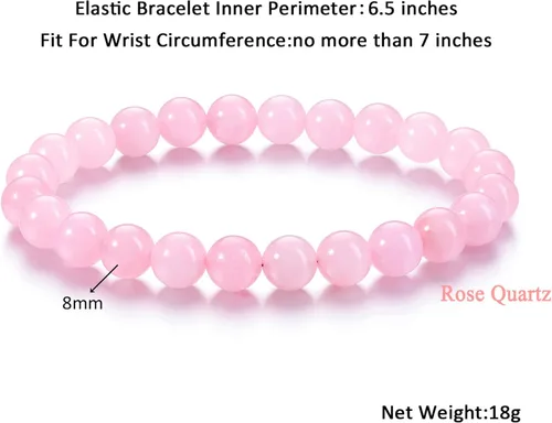 Miniatura 11 de Jovivi Pulsera elástica de cuentas redondas semipreciosas naturales – 0.315 pulgadas hecha a mano con cuentas de piedras preciosas curativas