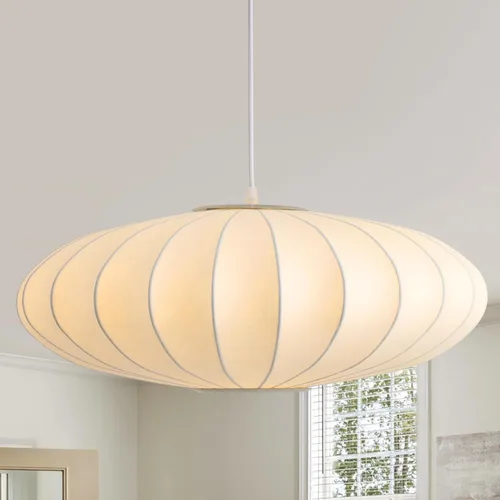 Miniatura 9 de Lámpara colgante de linterna pequeña de 11.5 pulgadas, pantalla de seda de imitación, luz colgante de burbujas blancas, lámpara colgante grande