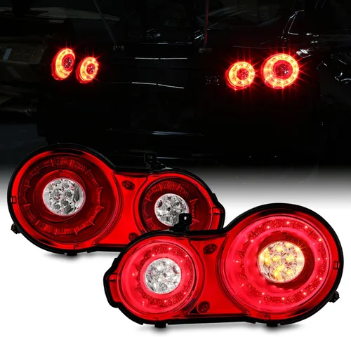 AKKON - Para 2009-2017 Nissan GTR GT-R R35 Skyline Juego de luces traseras LED de ambos lados - Lente roja transparente Carcasa roja.
