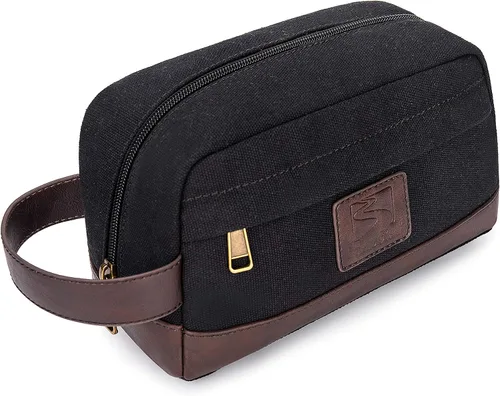 Miniatura 11 de Neceser de viaje para hombres y mujeres, organizador de artículos de tocador de lona resistente al agua, de cuero vegano, kit de Dopp colgante