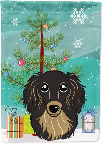 Miniatura 76 de Caroline's Treasures BB1622CHF - Bandera de casa Shih Tzu con árbol de Navidad y gris plateado para porche, grande, para colgar en la pared