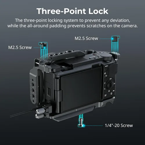 Miniatura 6 de SMALLRIG ZV-E10 II HawkLock Kit de jaula de liberación rápida para Sony ZV-E10 II con abrazadera de cable para HDMI, mango de silicona ergonómico