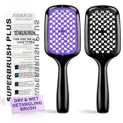 Miniatura 9 de Cepillo desenredante para el cabello, rápido de quitar el pelo anudado, cerdas súper suaves, antiestático, adecuado para cabello seco, húmedo y Azul