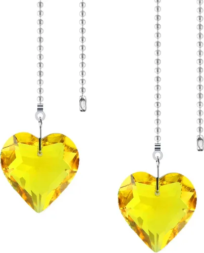Miniatura 10 de Extensor de cadena para ventilador de techo, paquete de 2 colgantes decorativos de prisma de corazón de cristal de 12 pulgadas con conectores de AB