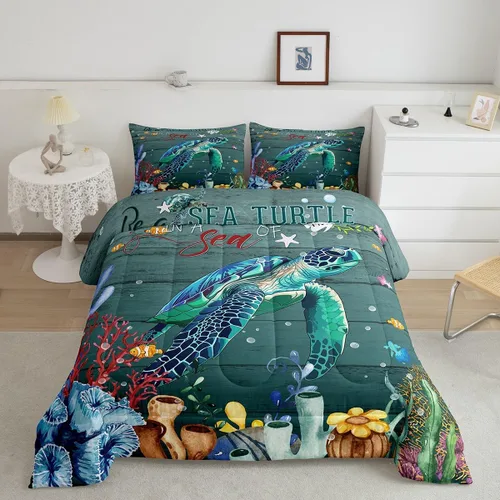 Miniatura 8 de Erosebridal Juego de edredón de ajolote rosa Kawaii Walking Fish para niños, edredón de reptil de criatura bajo el mar, arrecife de coral
