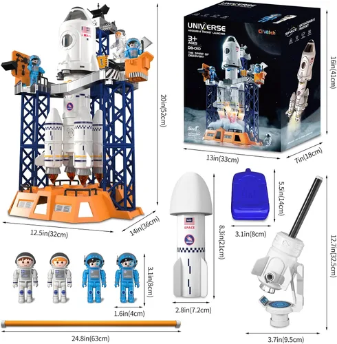 Miniatura 6 de Juguetes de Lanzador de Cohetes Transbordador Espacial para Niños de 3, 4, 5, 6, 7, 8, 9 años, juguetes aeroespaciales de construcción STEM 2 en 1