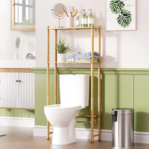Miniatura 12 de AmazerBath Estante de almacenamiento de bambú sobre el inodoro, estante organizador de baño de 3 niveles sobre el inodoro, estantes de baño