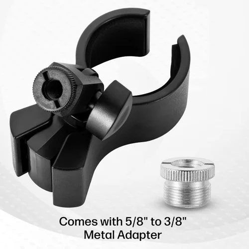 Miniatura 6 de BILIONE 2 piezas de clip versátil para micrófono, soporte ajustable para micrófonos con rango de diámetro exterior de 1.26" desde 2.3", con Negro