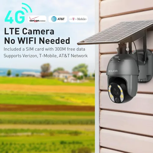 Miniatura 4 de SOLIOM Cámara de seguridad de 5 MP para exteriores con zoom óptico de 10X, cámaras de seguridad celular 4G LTE para seguridad del hogar con batería