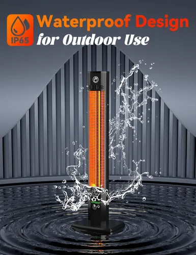 Miniatura 6 de Calentador al aire libre de 42 pulgadas, 9 niveles de calor y temporizador de 540 minutos, cerradura de seguridad para niños, calentador de garaje