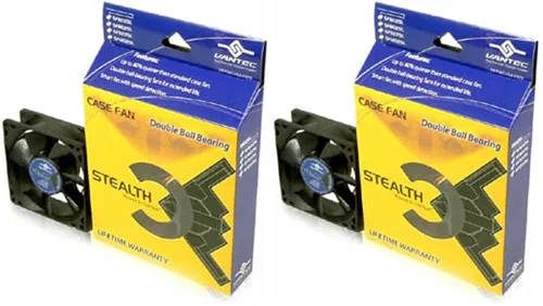 Vantec Stealth SF8025L 3.150x3.150x0.984 in - Ventilador silencioso con rodamiento de bolas doble (negro) (paquete de 2)