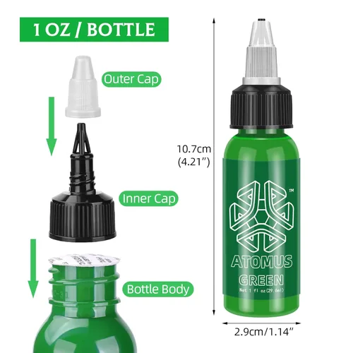 Miniatura 2 de ATOMUS Tinta de tatuaje 5 colores 1 oz 1.0 fl oz suministro de tatuaje pigmento negro planta natural tatuaje tinta pigmento maquillaje permanente
