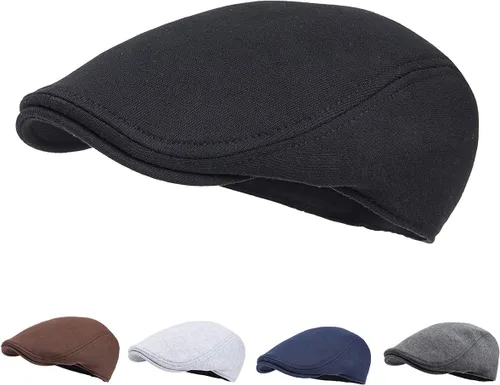 Miniatura 4 de FEINION Gorra Newsboy de Algodón para Hombre de Ajuste Suave Sombrero de Taxista