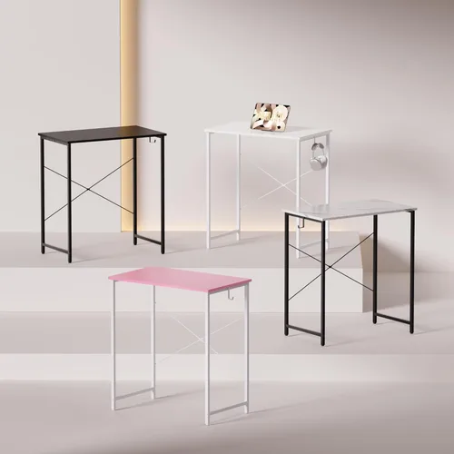 Miniatura 4 de Pamray Escritorio de computadora de 23 pulgadas para espacios pequeños, escritorio de trabajo de oficina en casa con gancho para auriculares