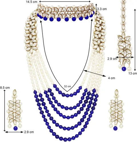 Miniatura 3 de Wedding Party Wear Bridal Jewellery Choker Long Pearl Necklace Earrings Maang Tikka Indian Traditional Set for Women
