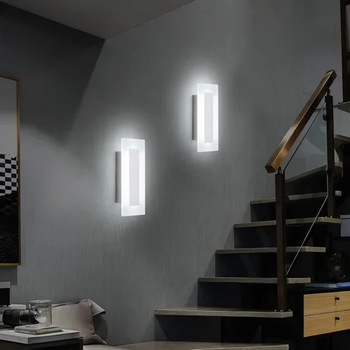 Miniatura 4 de LMQNINE Moderno aplique de pared de acrílico LED, luz blanca cálida, cromado, 6000 K, para dormitorio, pasillo, escaleras, baño, iluminación Cromo