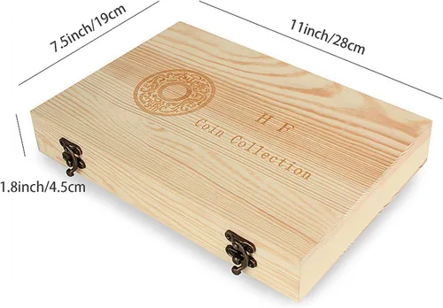 Miniatura 6 de Soporte para cápsulas de monedas de madera, caja de almacenamiento de monedas con junta de espuma para suministros de colección de monedas