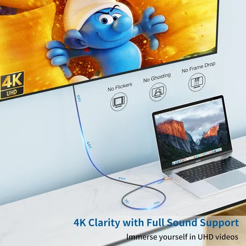 Miniatura 4 de Cable USB C a HDMI de 6.6 pies [4K a 60 Hz], cable USB tipo C macho a HDMI macho trenzado compatible con Thunderbolt 3/4 para MacBook Pro/Air, iPad
