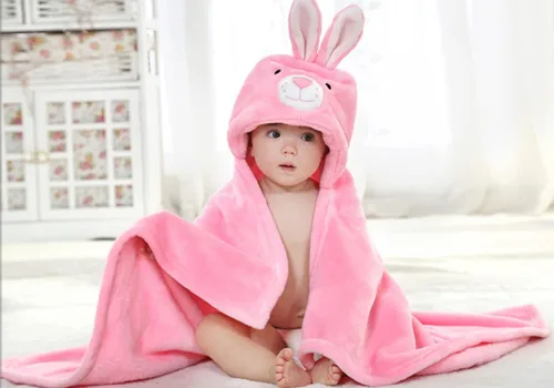 Miniatura 7 de TONWHAR Manta con capucha de cara de animal para bebés y niños de 0 a 4 años, manta de felpa para después del baño (conejo)