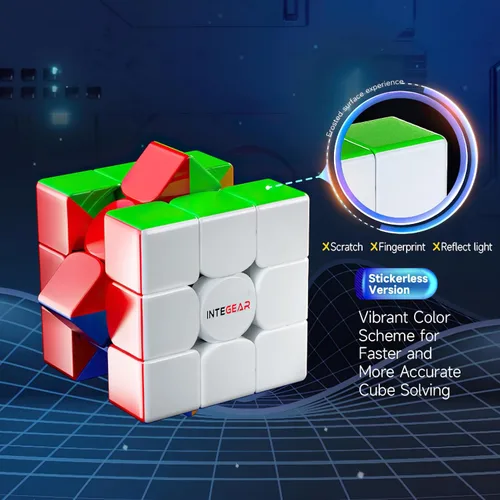 Miniatura 5 de INTEGEAR Cubo magnético de velocidad de tamaño completo de 56mm, sin calcomanías, 3x3, fácil de girar y suave, duradero, rompecabezas de juguete