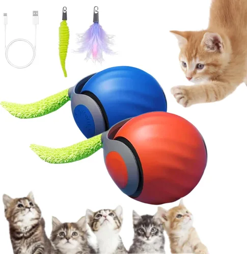 Paquete de 2 juguetes para gatos Speediest Tail 2.0, juguete interactivo, juguetes para gatos de interior, bola de gato viral masticable, juguete