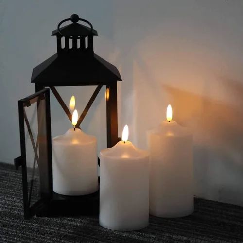 Miniatura 4 de GenSwin Velas parpadeantes sin llama, velas LED impermeables con control remoto y temporizador, velas de pilar de mecha 3D que funcionan