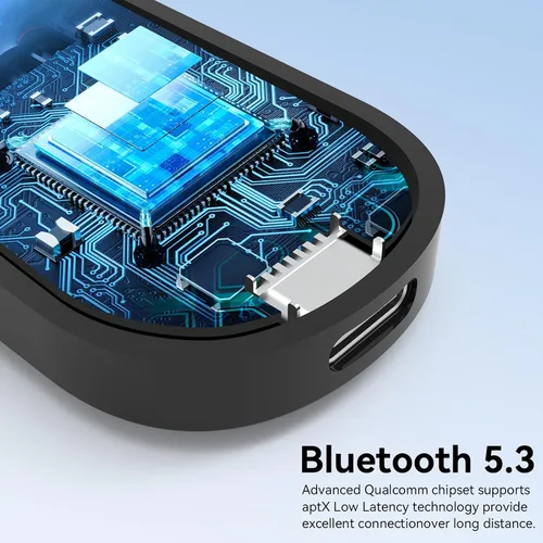 Miniatura 6 de Adaptador receptor transmisor Bluetooth 5.3 para avión, compatible con 2 AirPods o auriculares con aptX de baja latencia, conector AUX de 0.138 in
