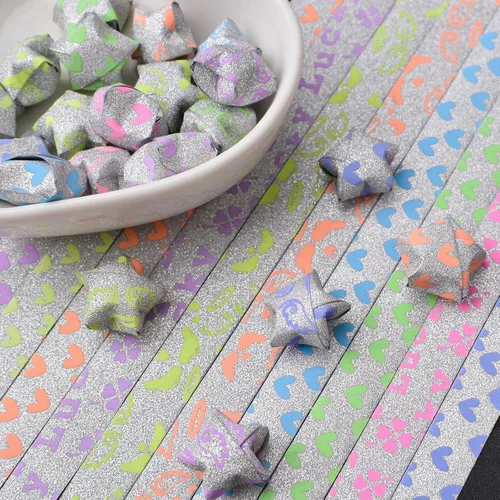 Miniatura 7 de 360 hojas de tiras de papel de origami, 7 colores brillantes y luminosos, tiras de estrellas de papel de estrella, tiras de papel de estrella
