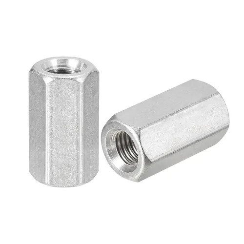 Miniatura 22 de uxcell Tuercas de acoplamiento M8 x 1.25 de paso de 1.181 in de longitud, 2 tuercas de acoplamiento de varilla hexagonal métrica de acero inoxidable